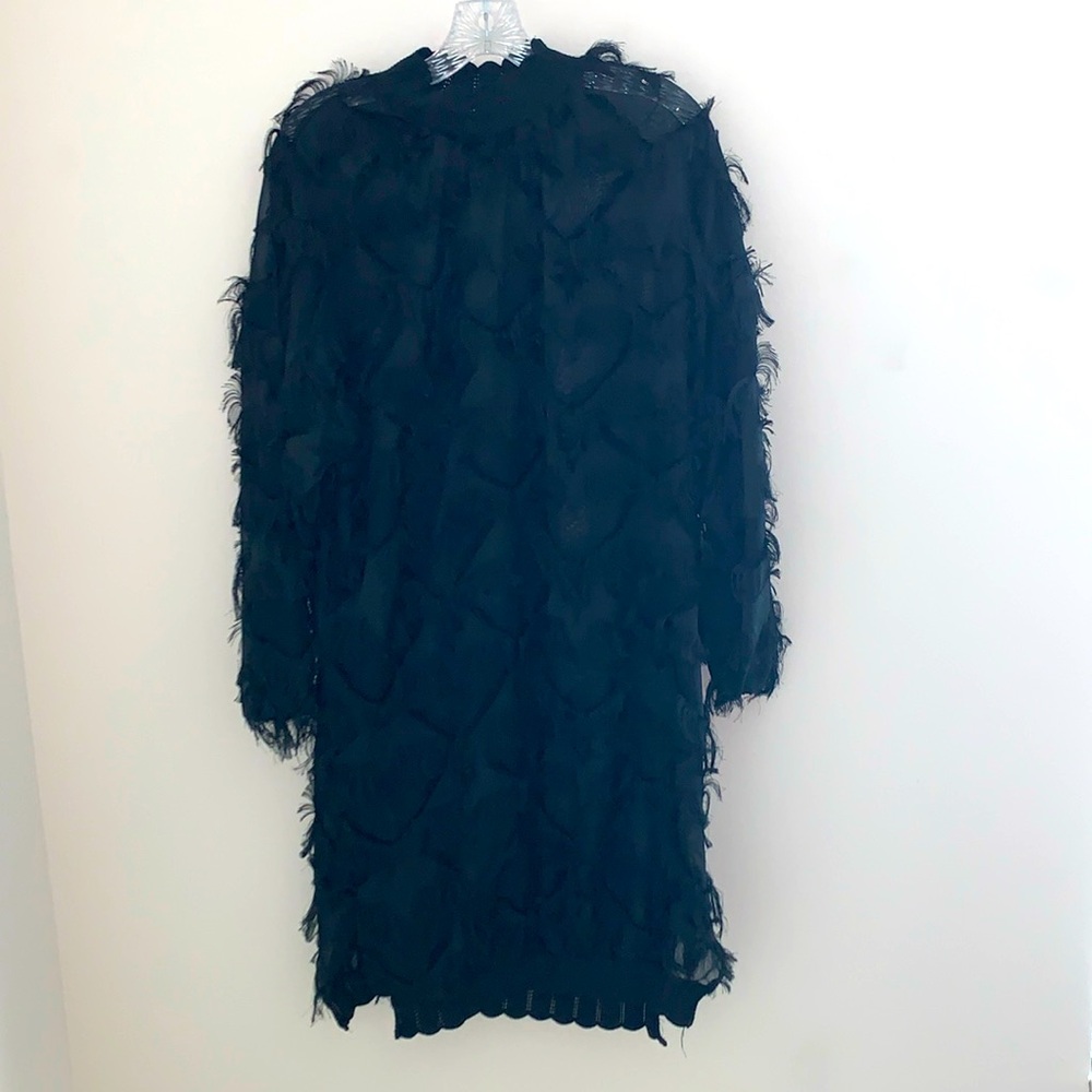 Black Feathery Over Throw Dress